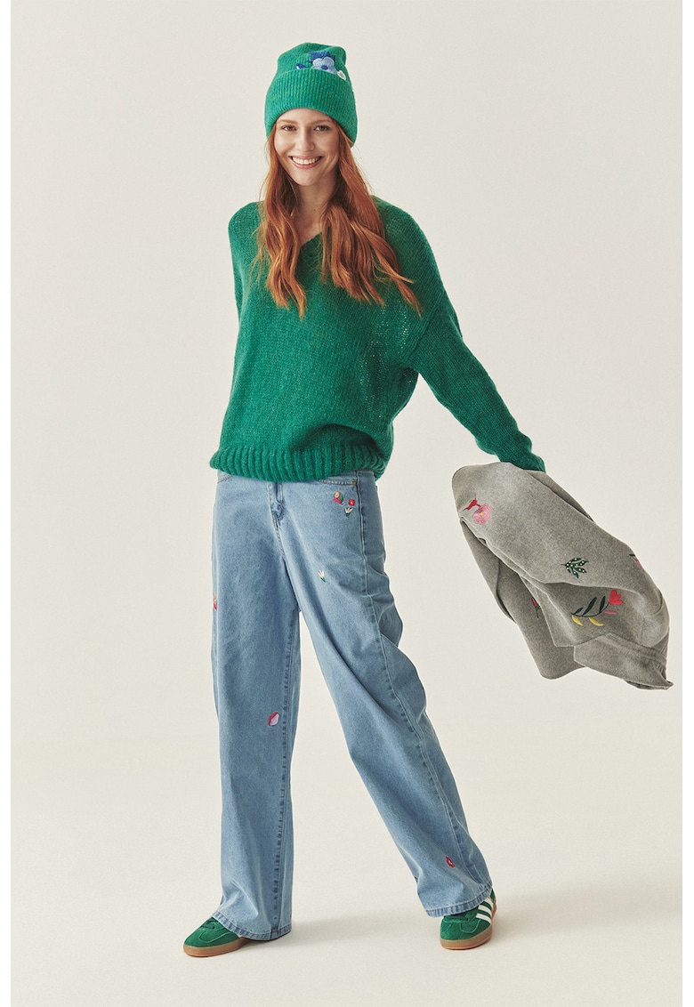 Pulover din amestec de lana cu decolteu in V TATUUM x Adeline Wang