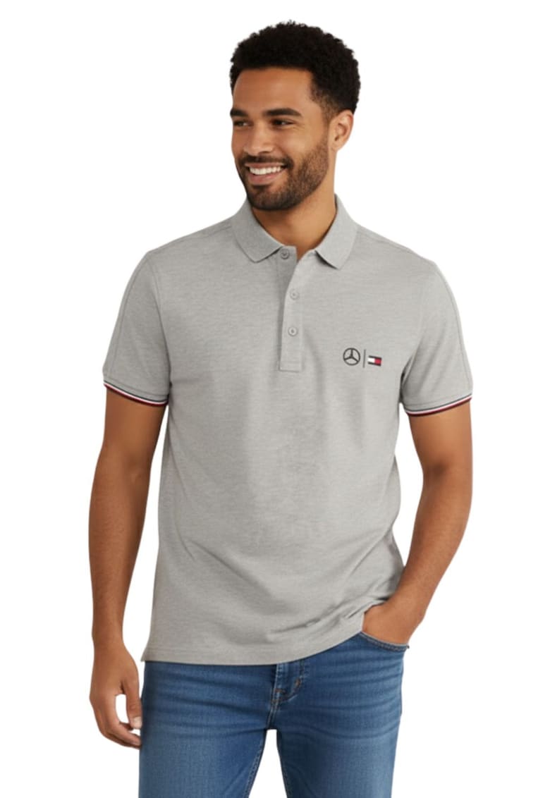 Tricou barbatesc Mercedes Polo bumbac gri XXL