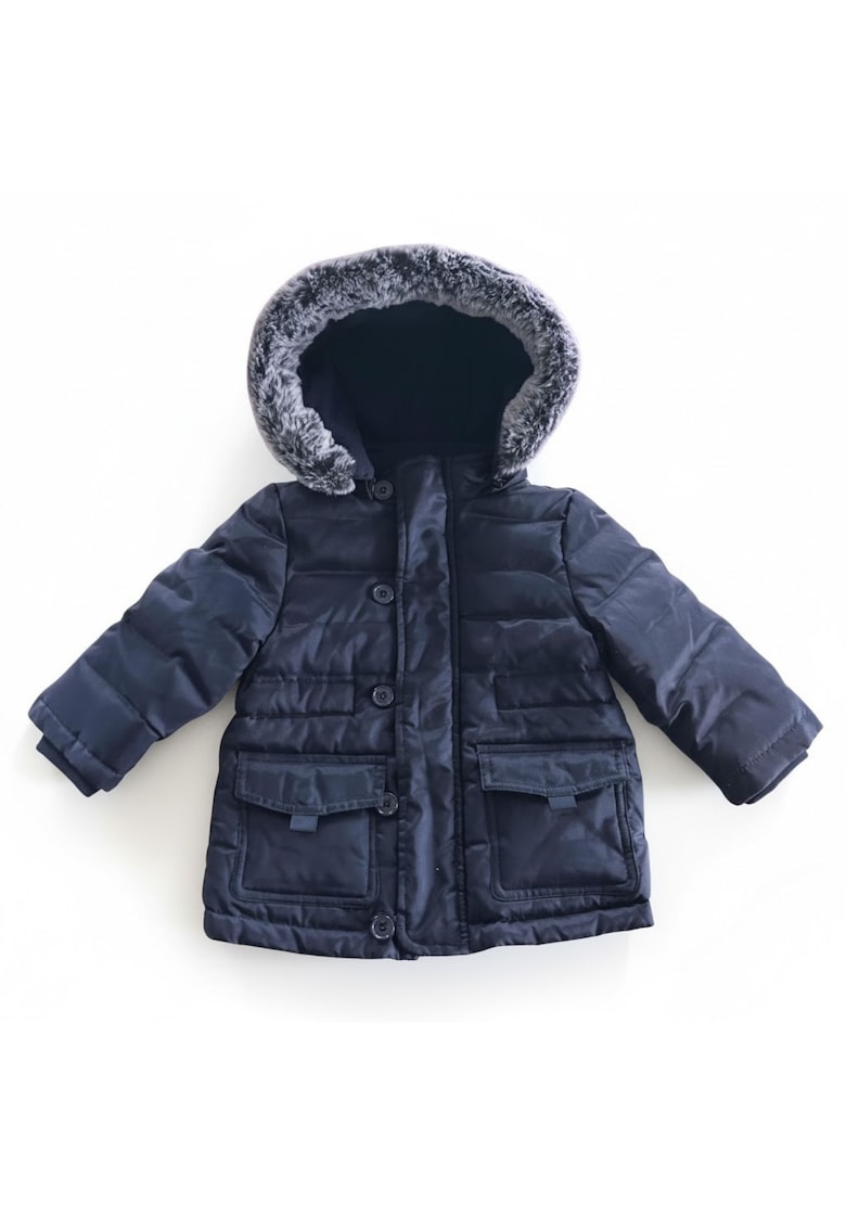 Geaca de iarna pentru copii din puf - cu gluga - bleumarin