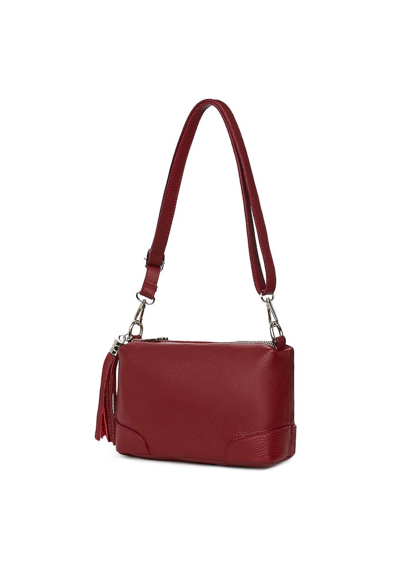 Poseta din piele cu trei compartimente Irene verde - Visiniu