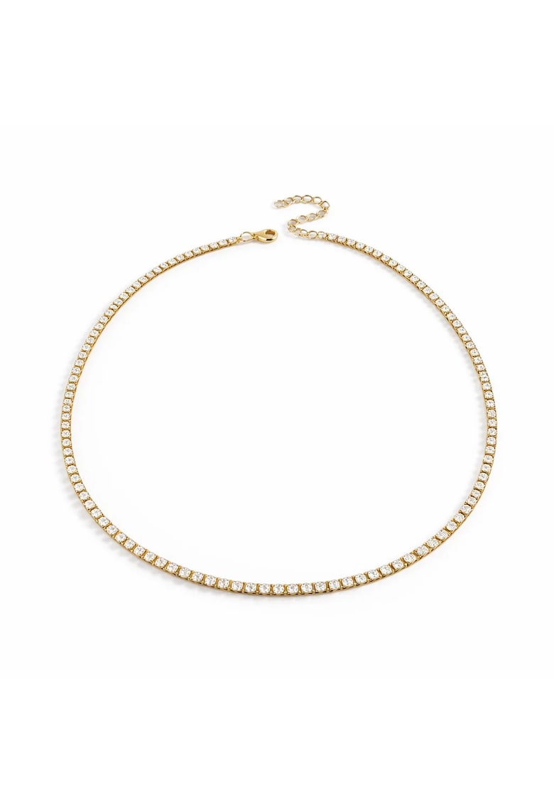 Colier tennis - auriu - din otel inoxidabil - suflat cu aur 18k - cu pietre din zirconiu - Delan C1