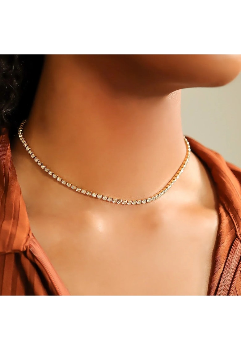 Colier tennis - auriu - din otel inoxidabil - suflat cu aur 18k - cu pietre din zirconiu - Delan C2