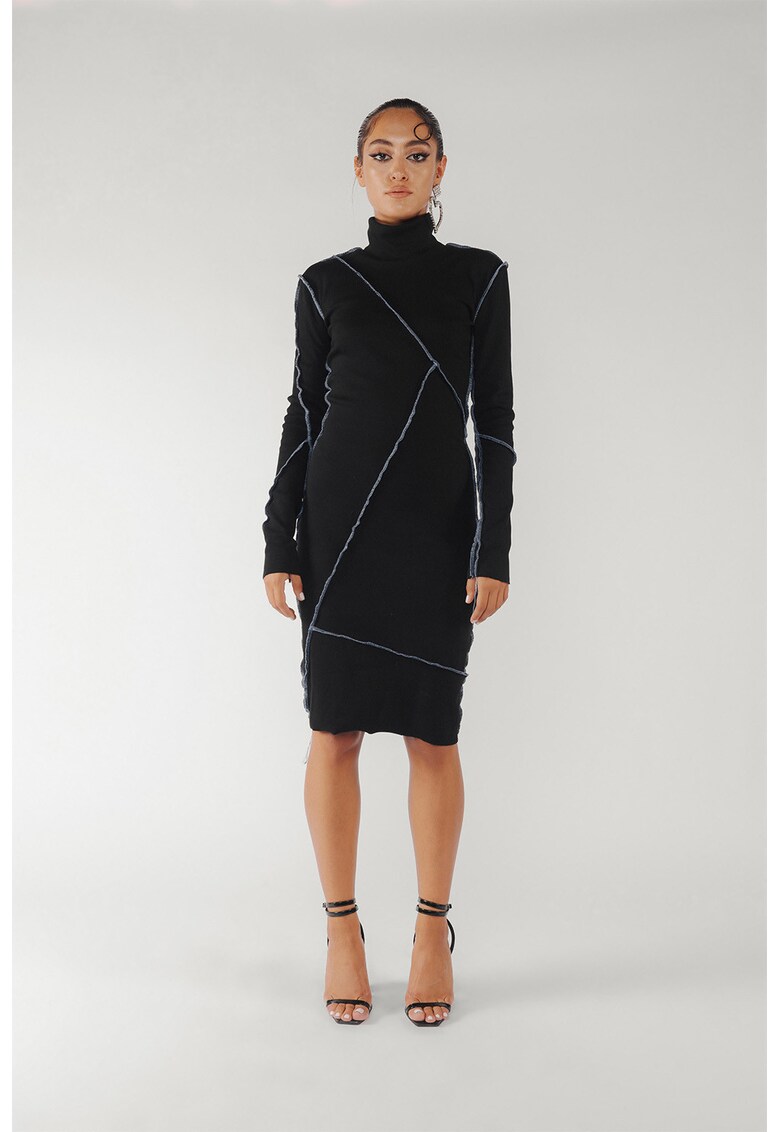 Rochie cambrata de bumbac cu benzi contrastante