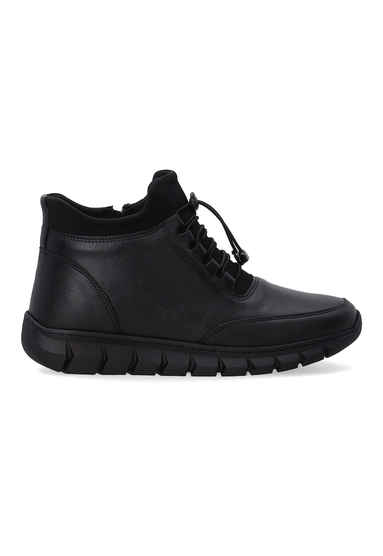 Ghete din piele cu fermoar - Negru