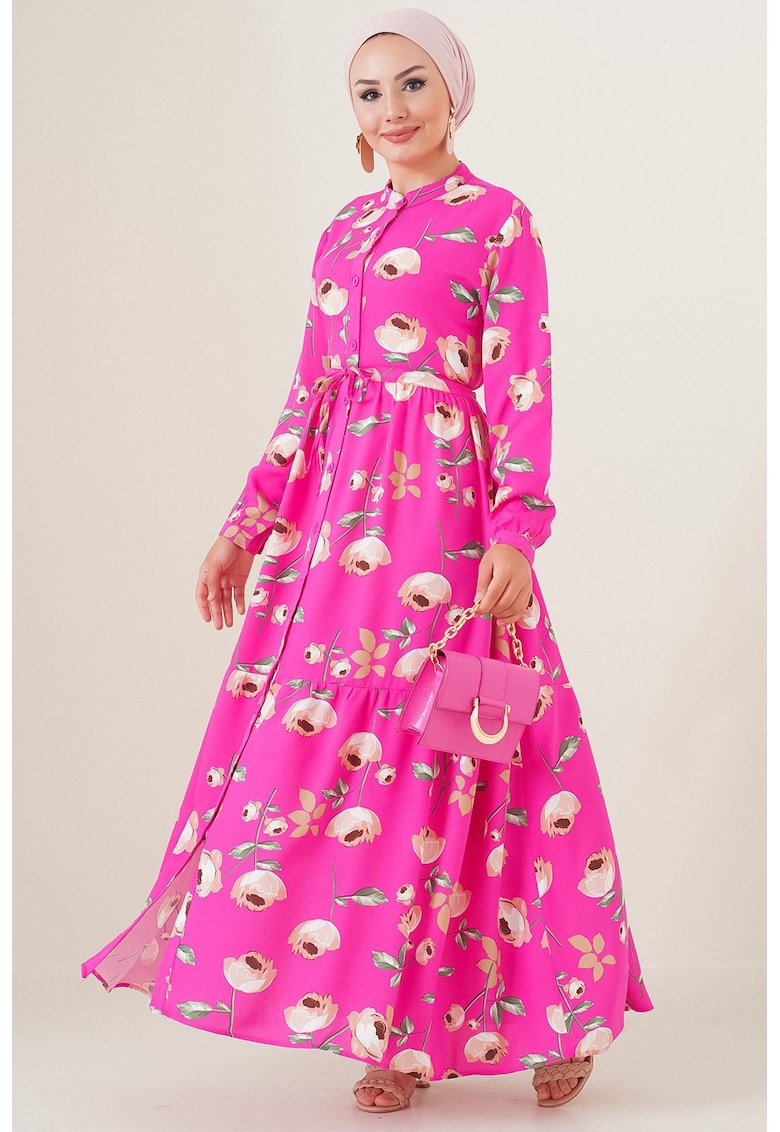 Rochie Maxi model floral - magenta - textil