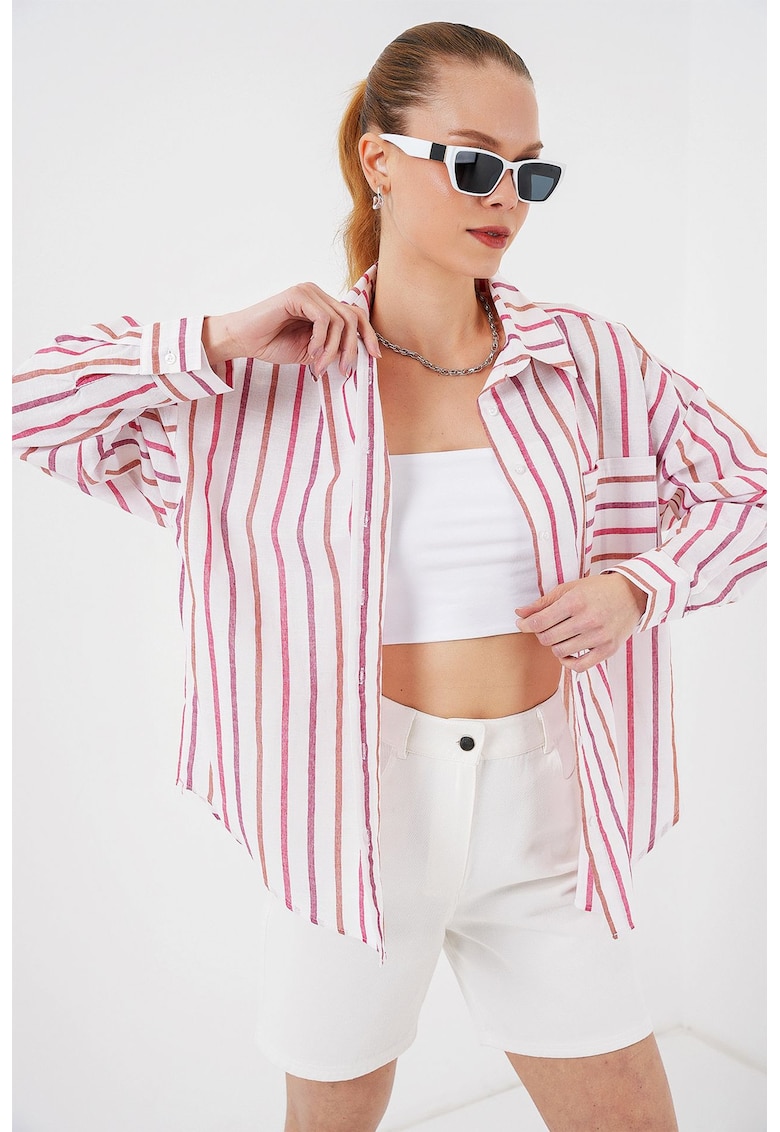 Camasa supradimensionata dama - HiCCUP - bumbac - multicolor