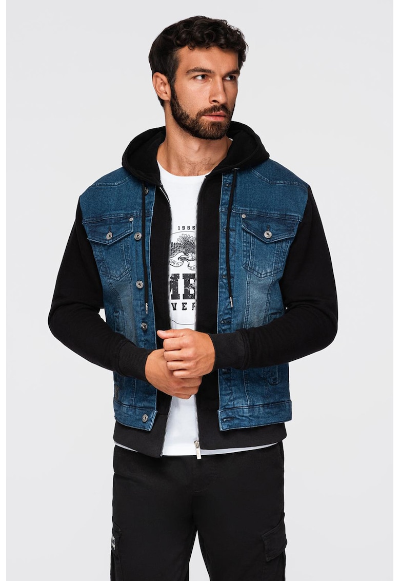 Jacheta din denim cu gluga