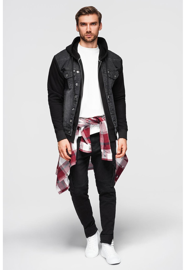 Jacheta din denim cu gluga