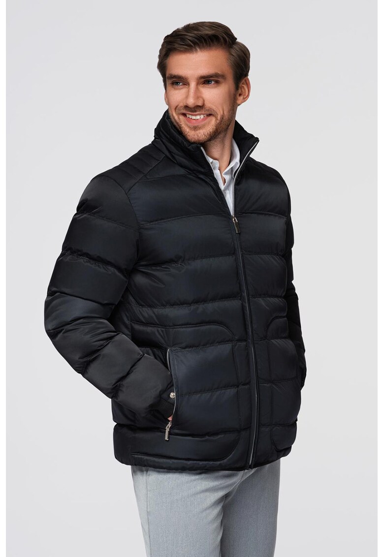 Geaca matlasata cu guler inalt - Negru