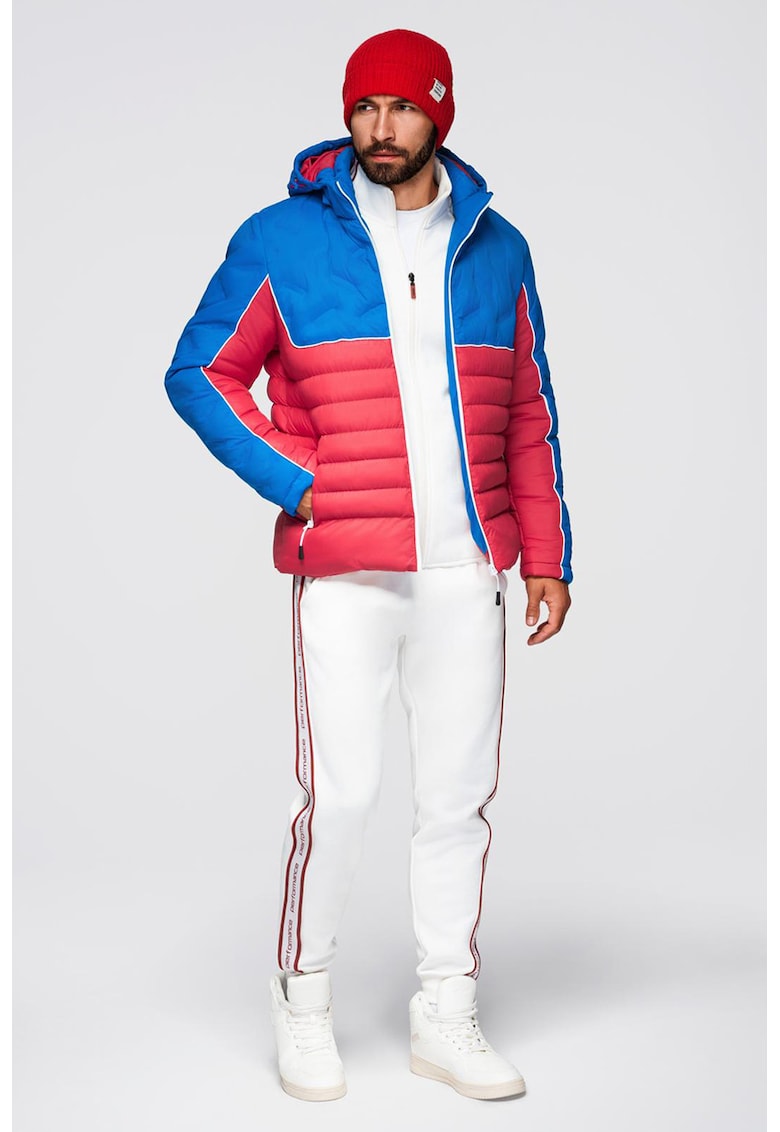 Geaca cu gluga si model colorblock