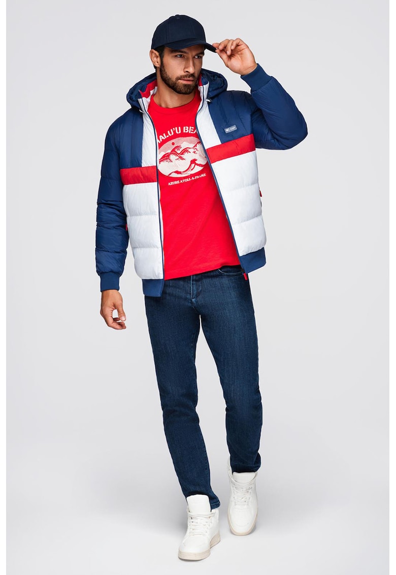 Geaca cu gluga si model colorblock