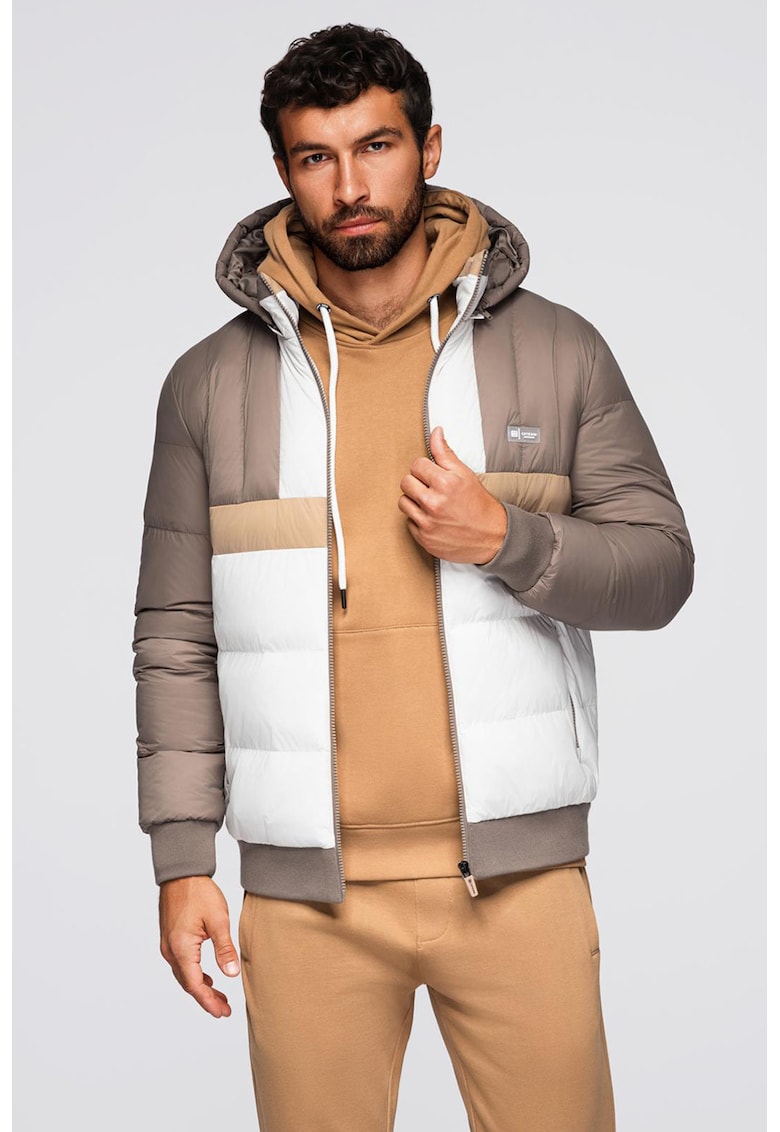 Geaca cu gluga si model colorblock