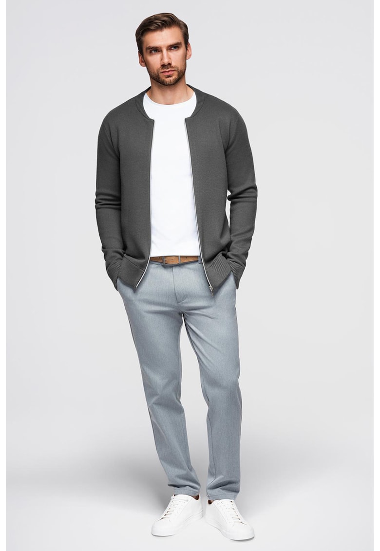 Cardigan tricotat fin cu fermoar