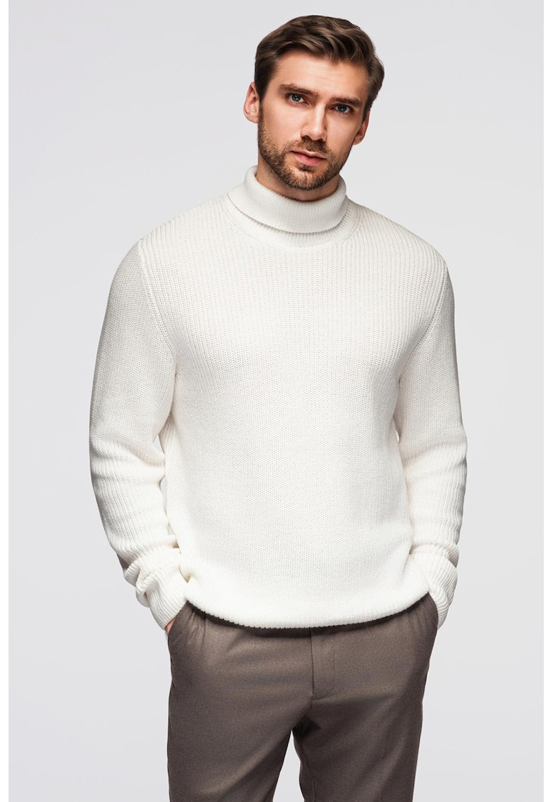 Pulover din bumbac cu guler inalt