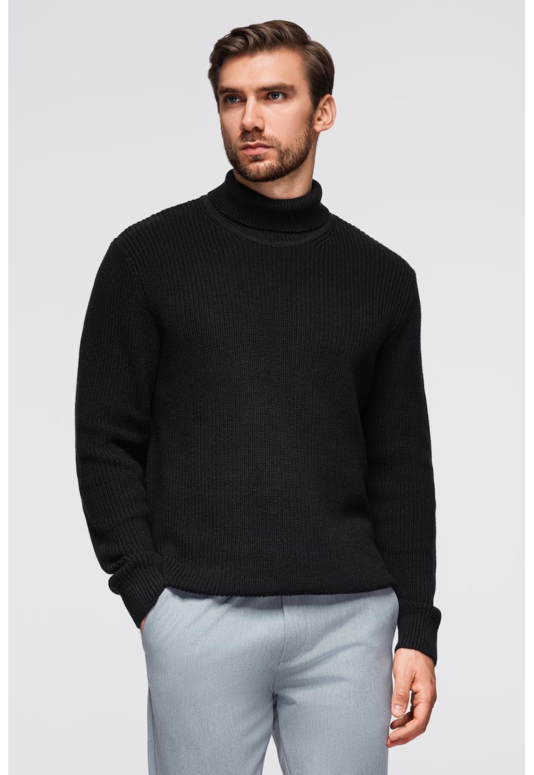 Pulover din bumbac cu guler inalt