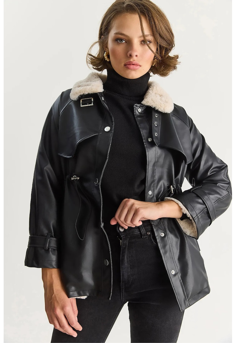 Geaca piele ecologica - blana artificiala