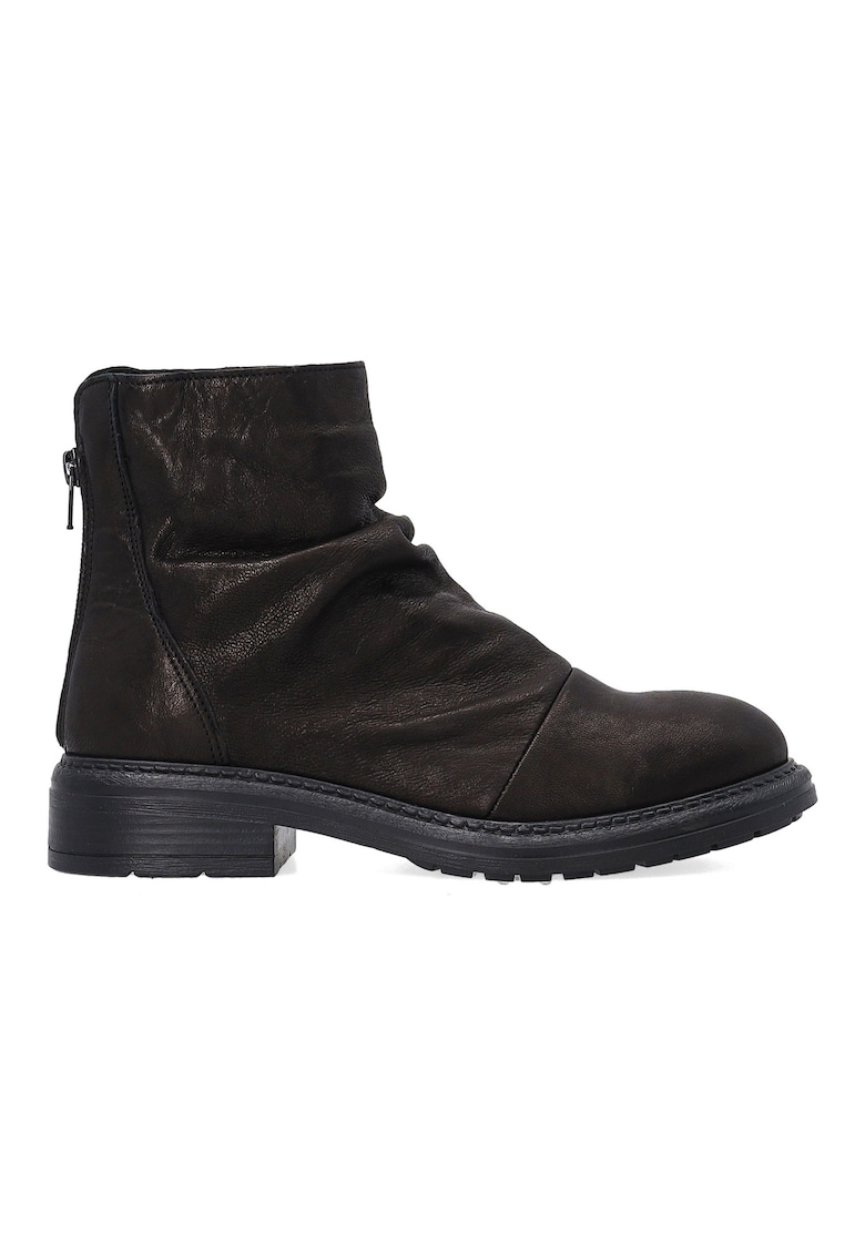Botine din piele neagra cu tulpina incretita