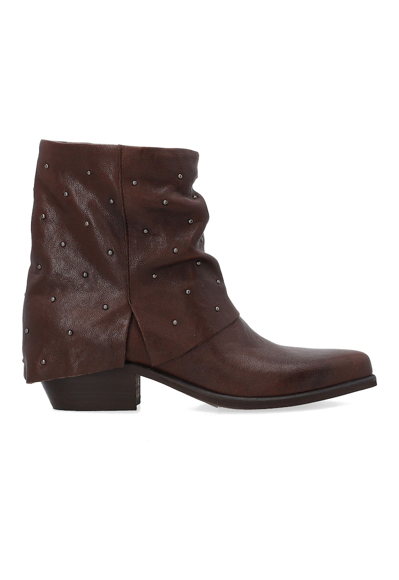 Cizme cowboy cu caramb intors - Maro