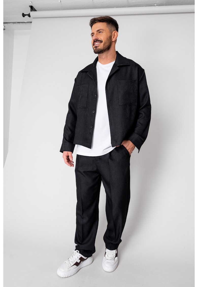 Set Camasa si pantaloni lung Oversized Black Negru