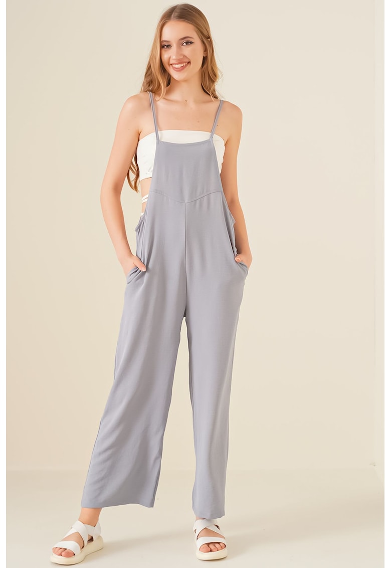 Salopeta dama - croiala lejera - gri - textil