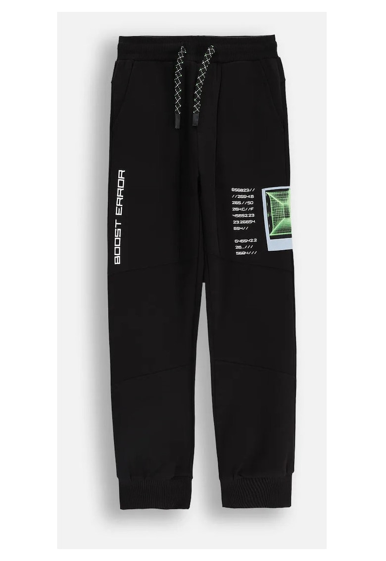 Pantaloni de trening cu talie ajustabila si imprimeu -