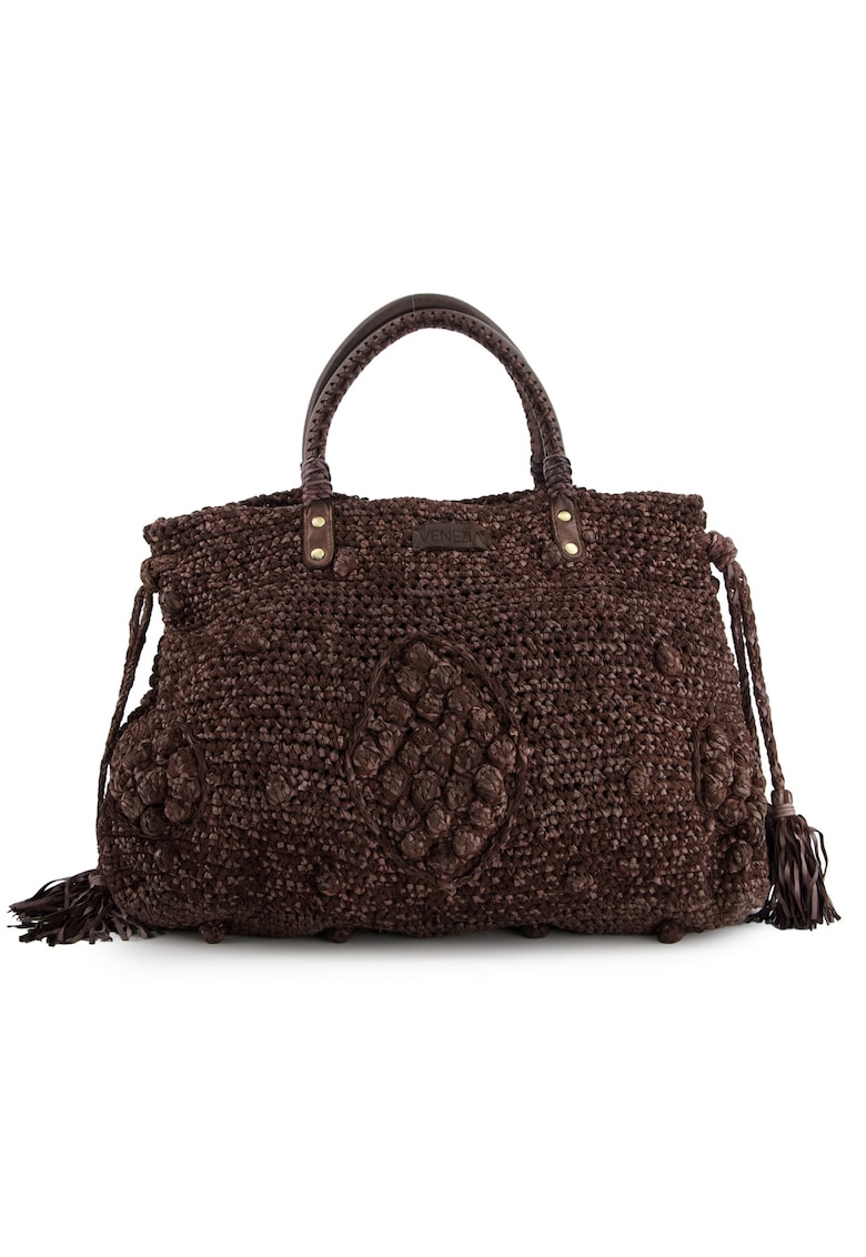 Geanta shopper din piele naturala - maro - 27x40x10cm - 3 buzunare interioare