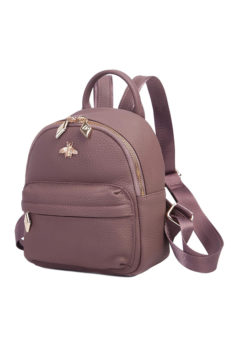 Rucsac din piele cu buzunare exterioare Teya - Roz prafuit