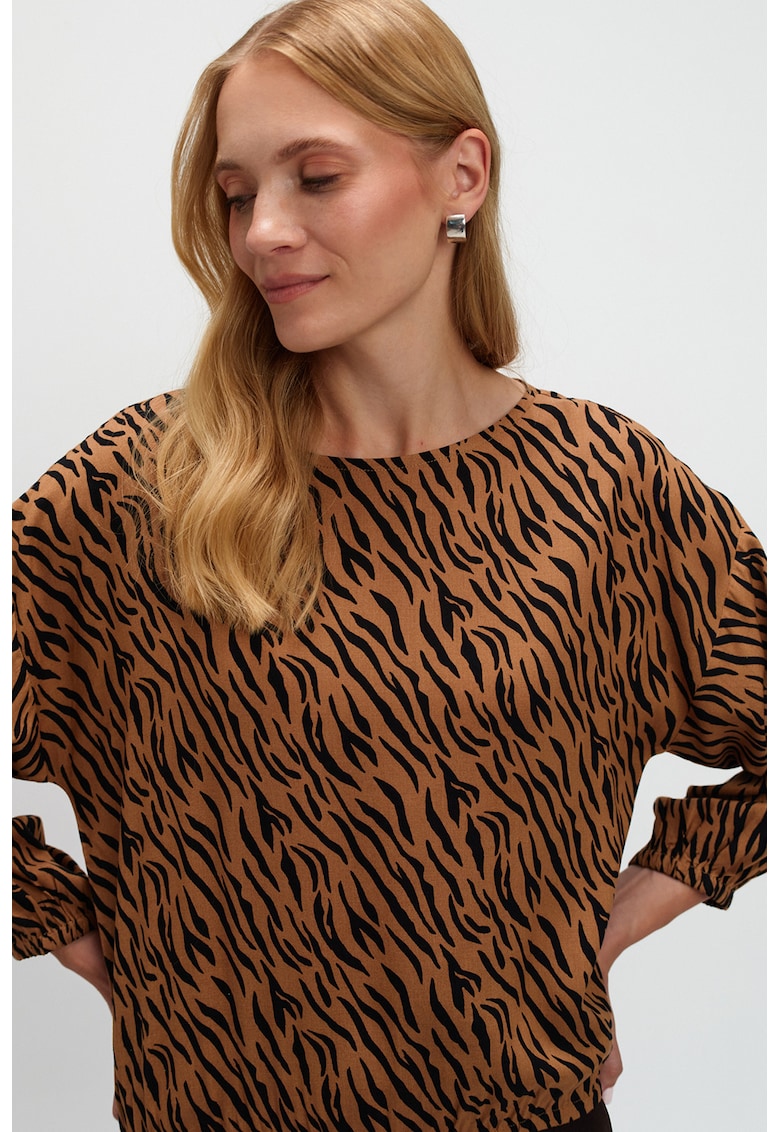 Bluza cu animal print cu maneci cazute