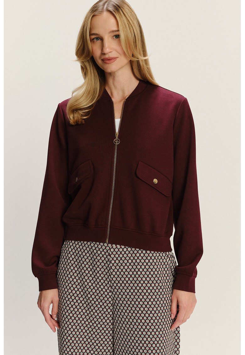 Jacheta uni cu fermoar - Visiniu