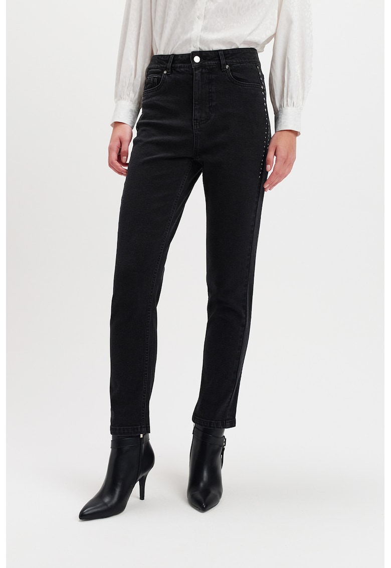 Blugi crop bootcut - Negru