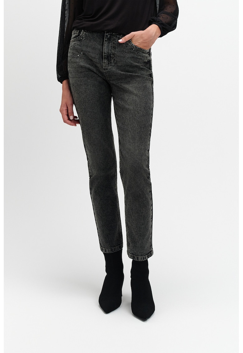 Blugi crop slim fit - Gri antracit/Argintiu