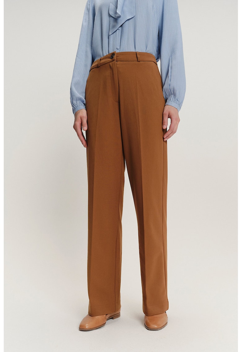 Pantaloni din amestec de modal cu croiala ampla si buzunare