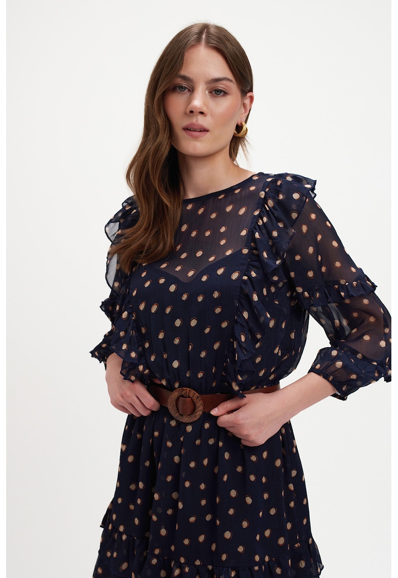 Rochie cu imprimeu si maneci lungi