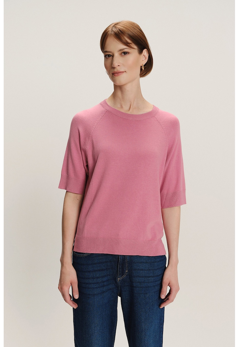 Pulover tricotat fin cu maneci raglan