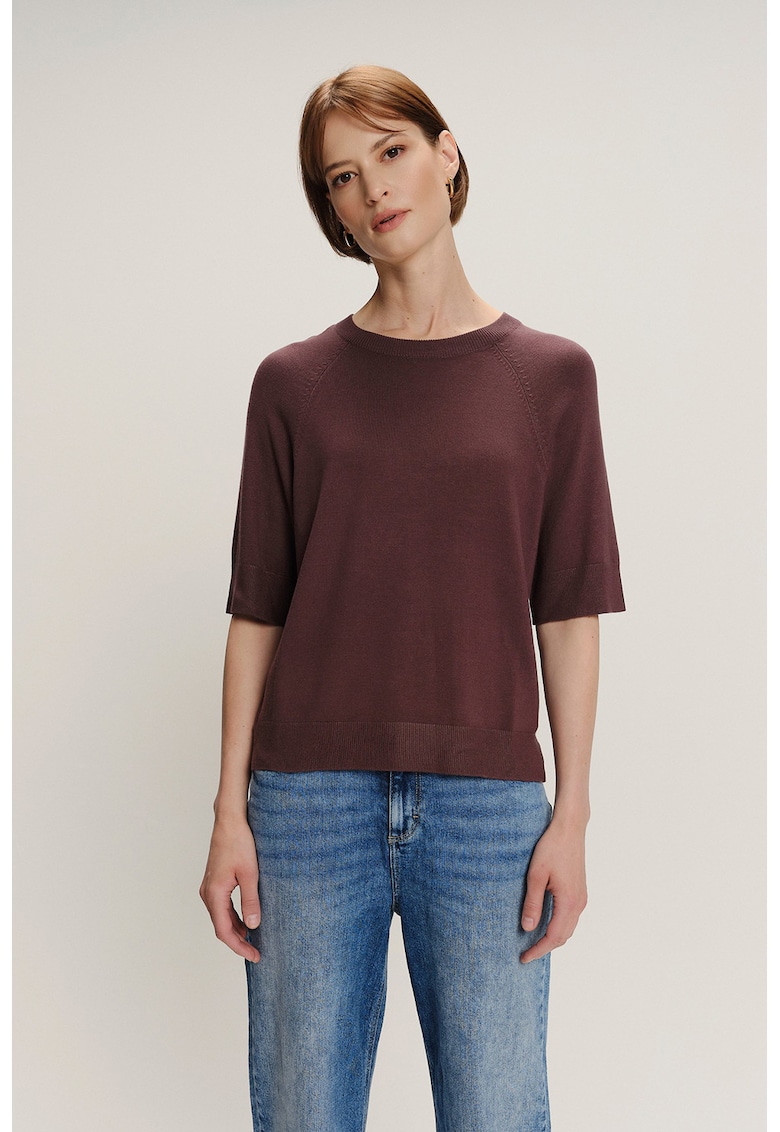 Pulover tricotat fin cu maneci raglan