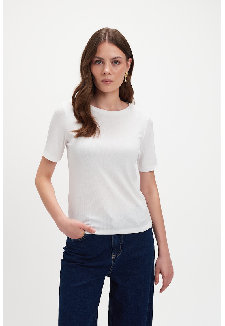 Tricou cu decolteu rotund - Alb