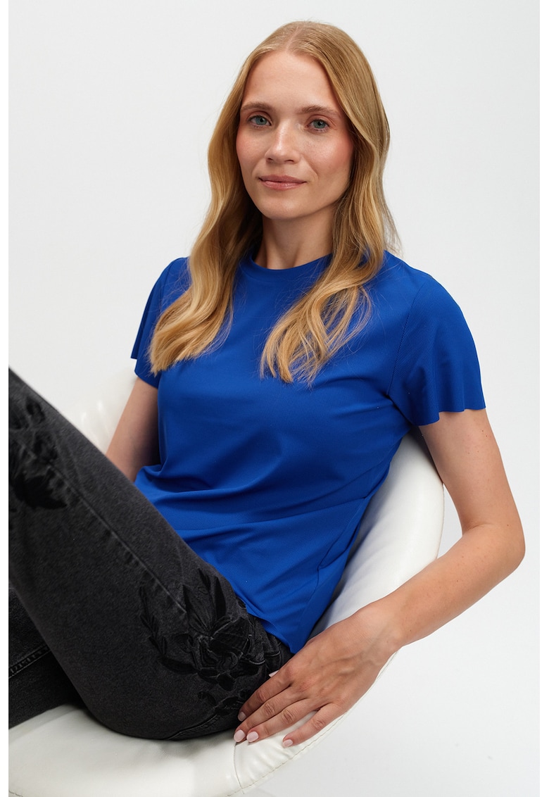 Tricou uni cu decolteu la baza gatului - Albastru royal