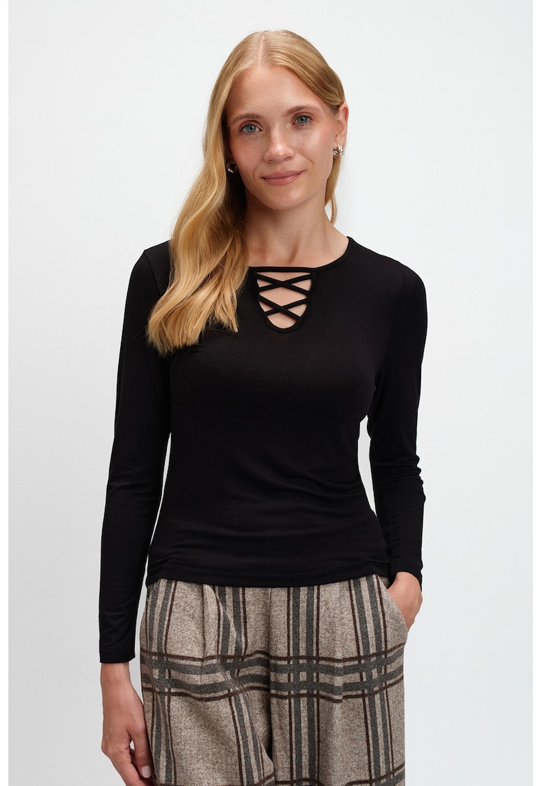 Bluza slim fit cu detaliu incrucisat frontal