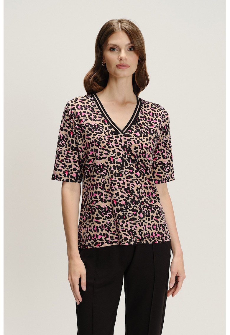 Bluza cu decolteu in V si imprimeu grafic