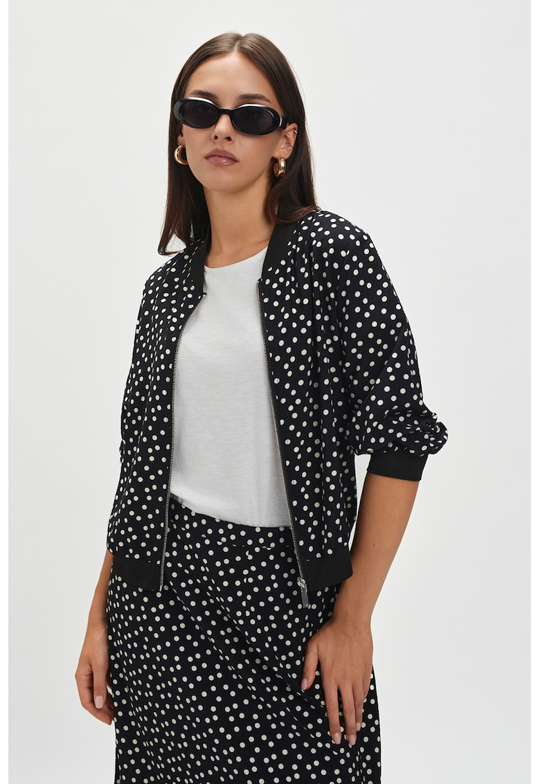 Jacheta cu imprimeu si maneci trei sferturi