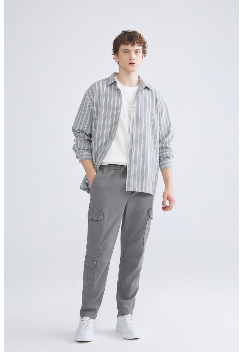 Pantaloni cargo cu talie medie - Gri