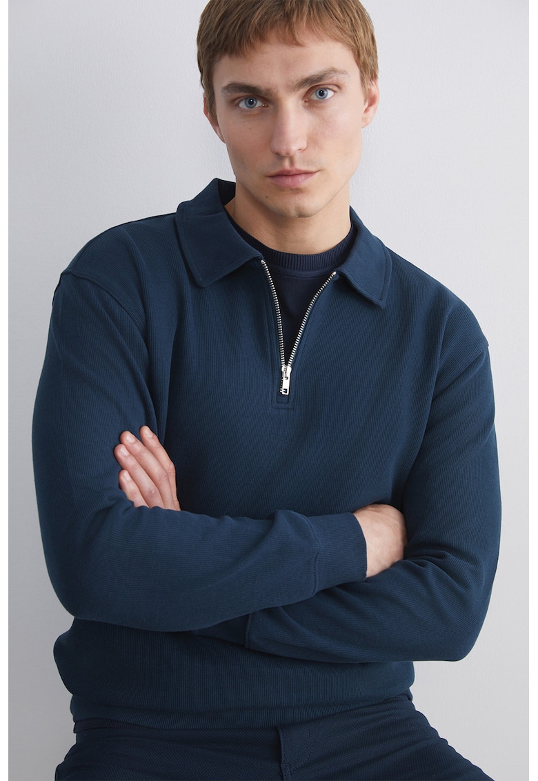 Bluza polo de trening cu fenta cu fermoar