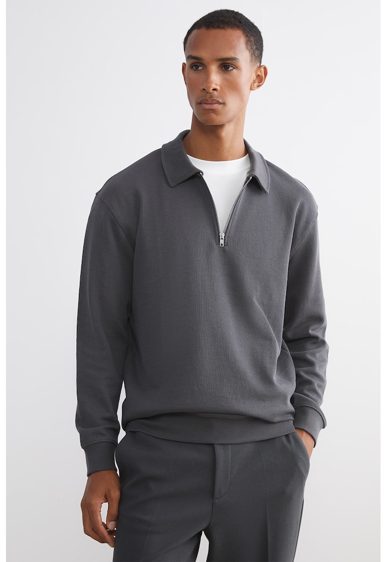 Bluza polo de trening cu fenta cu fermoar