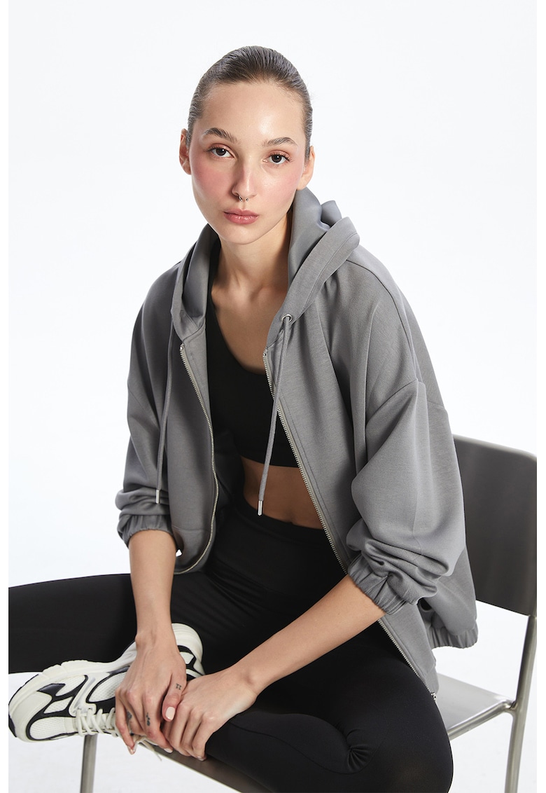 Hanorac cu maneci cazute - Gri deschis