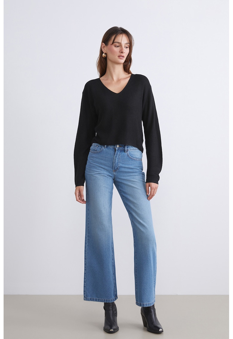 Blugi evazati - Albastru deschis melange