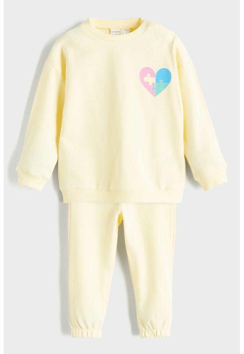 Pijama cu pantaloni lungi din amestec de bumbac - Galben pal/Roz/Albastru