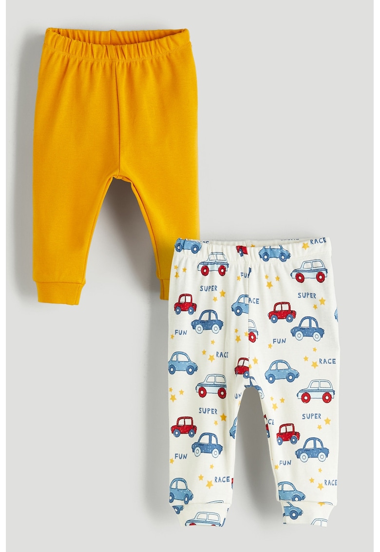 Set de pantaloni de trening cu model uni si imprimeu - 2 perechi