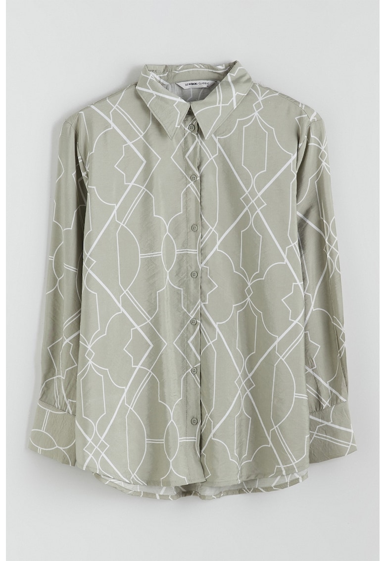Camasa cu model - Alb/Maro taupe deschis