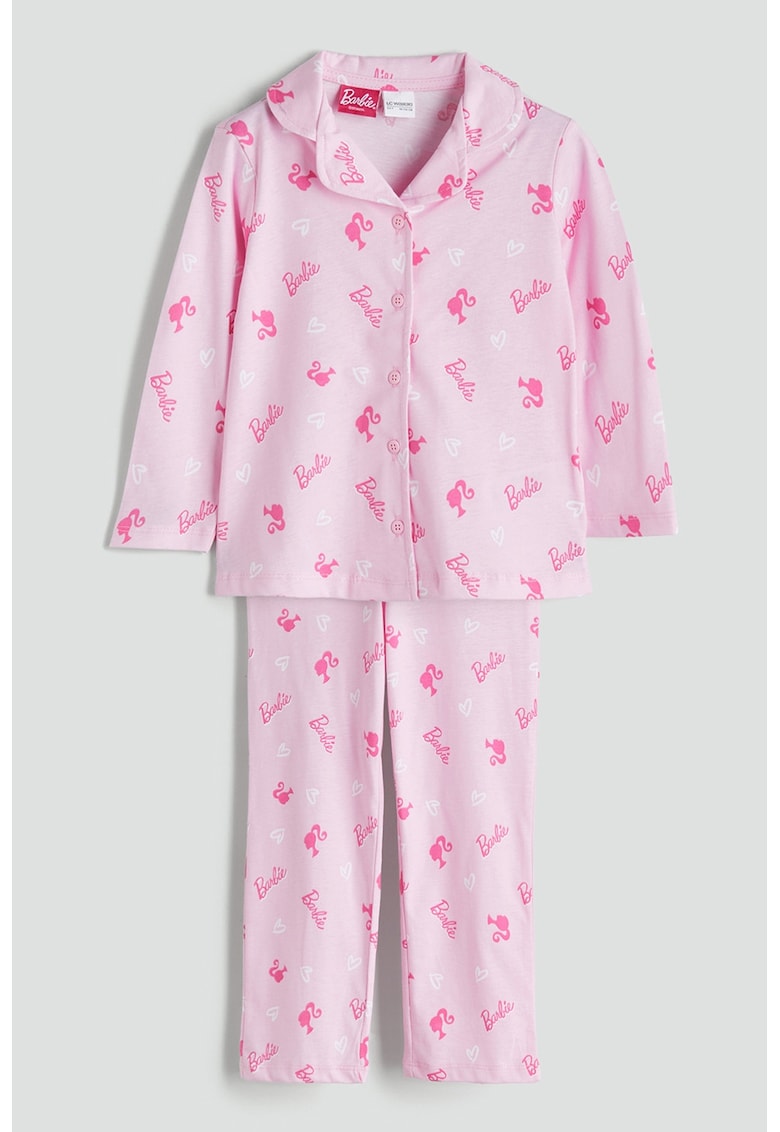 Pijama din bumbac cu imprimeu Barbie