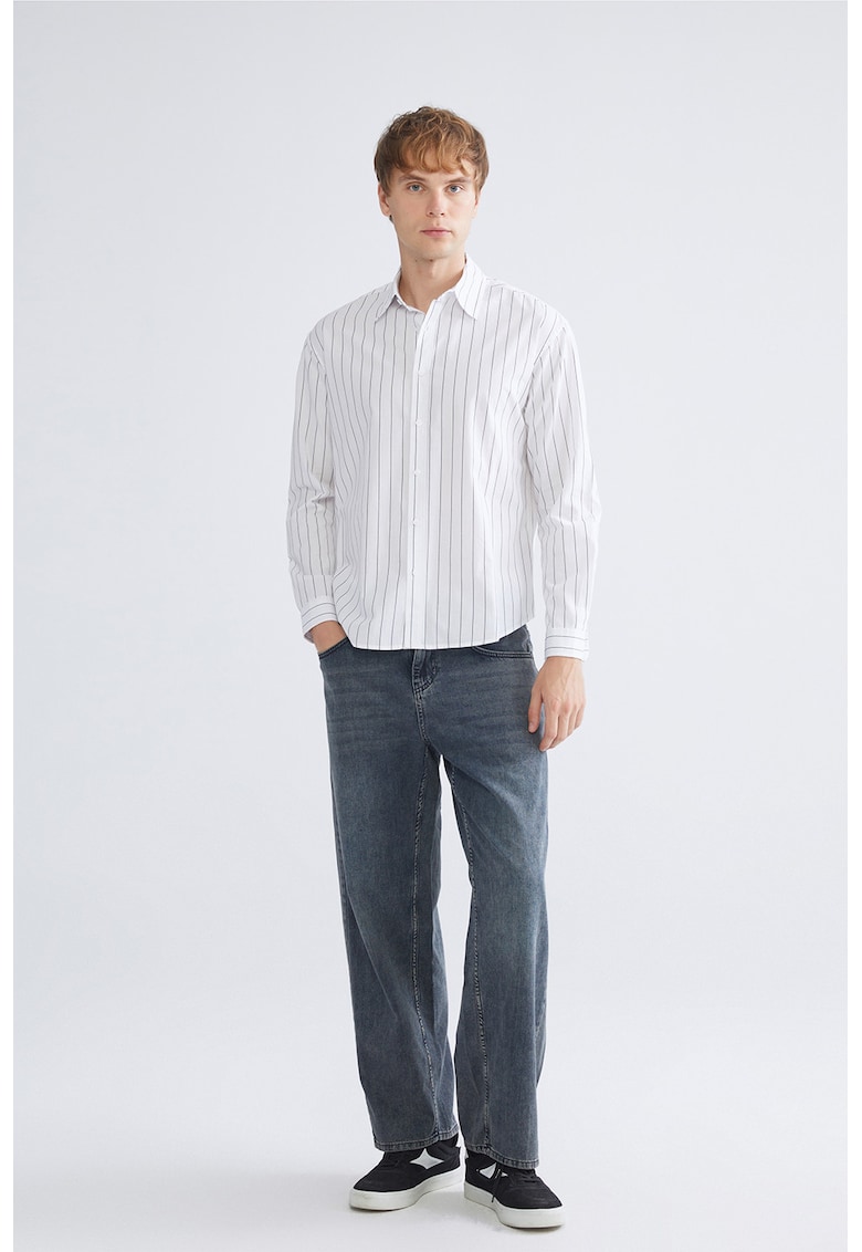 Blugi drepti cu buzunare - Albastru prafuit